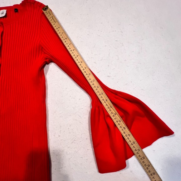 CAbi Trumpet Snap Ribbed Cardigan Sweater Red Style 5285 Women's Size Large - Picture 6 of 12